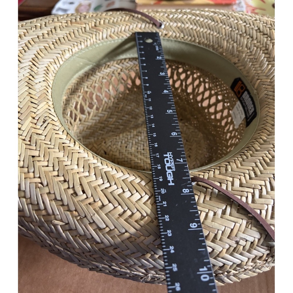 Broner Ventilated Western Straw Cowboy Hat Leather Chin Strap Size Large - Picture 13 of 15